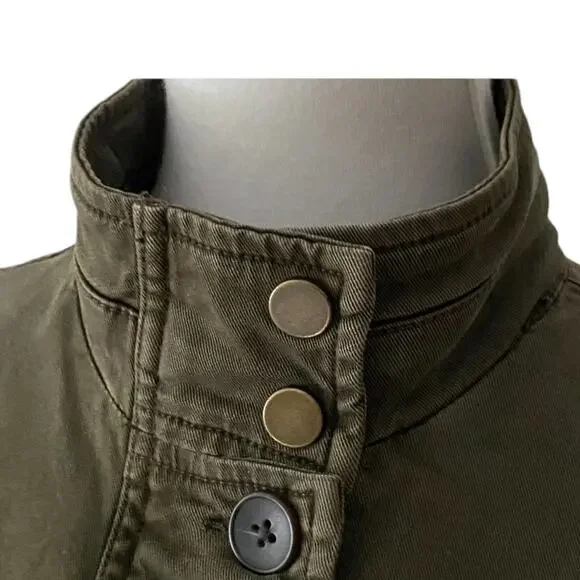 Lucky Brand Jacket Medium Green Cargo Coat Distressed Military Utility - Picture 6 of 16
